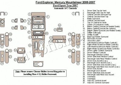 Декоративные накладки салона Ford Explorer 2006-2007 Auto AC Control